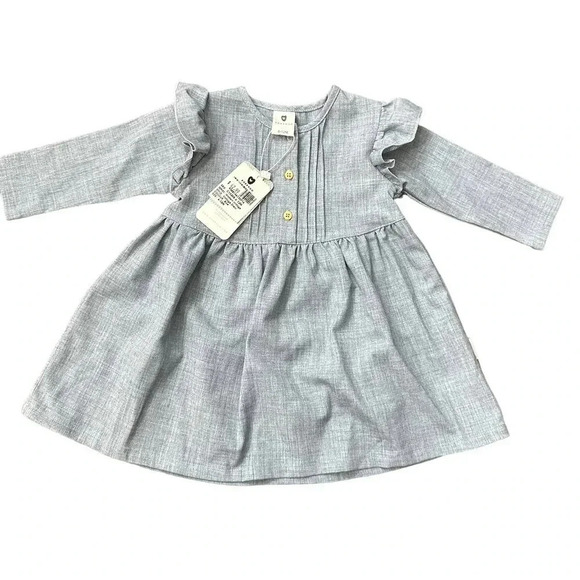 Korango Other - Korango Kid's Gray Button Up Fit & Flare Modern‎ Vintage Dress Size 6-12 Month